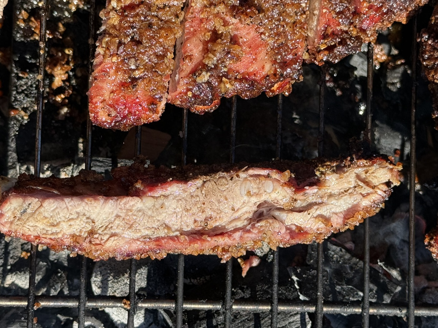 Smoked brisket sliced on the Mojave 66 pit