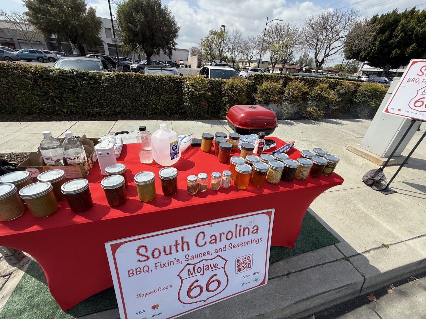 Mojave 66 BBQ pop-up table with house-made jars