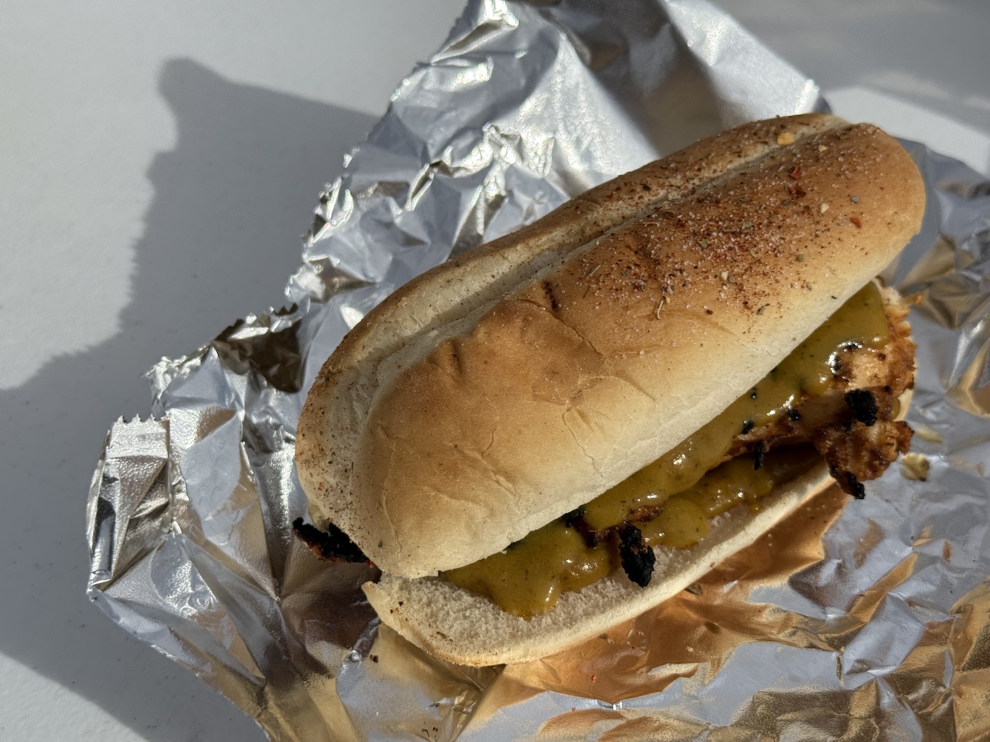 Mojave 66 smoked sausage sandwich