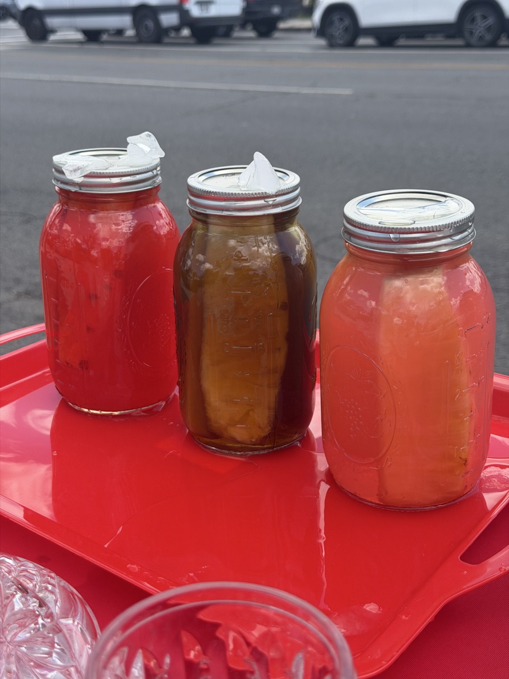 Grape and Orange Kool-Aid Pineapples in a 32 oz jar